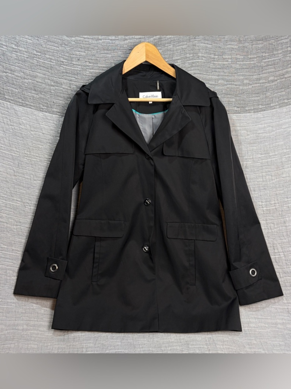 Calvin Klein women’s Black Rain Jacket with removable hood